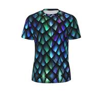 OKFSTY 3D Magical Dragon Scales Pattern Herren Mesh Top Kurzarm T-Shirt Bluse Clubwear für Nachtclubs und Tanzen, Schwarz , L
