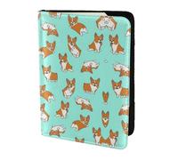 OKFSTY Corgi Reisepasshülle aus Rindsleder, niedlicher Hund, bedruckt, 14 cm, Schwarz , Einheitsgröße