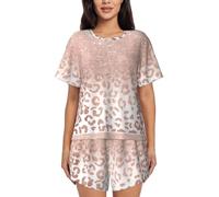 OKFSTY Damen-Pyjama-Set, kurzärmelig, mit Knopfleiste vorne, Shorts mit Kordelzug, für Schlaf, Freizeit, Schwarz , S