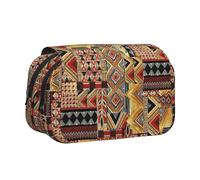 OKFSTY Federmäppchen, afrikanisches Textil, Patchwork-Druck, doppellagig, großes Fassungsvermögen, Stifteetui für Schulbedarf für Kinder, Schwarz , Einheitsgröße, Taschen-Organizer