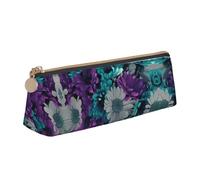 OKFSTY Federmäppchen mit violetten und blaugrünen Blumen, ästhetisch mit dreieckigem Design, Stifteetui für Kinder, für Pinsel, Bleistifte, weiß, Einheitsgröße, Taschen-Organizer