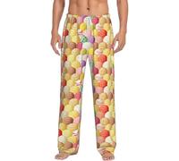 OKFSTY Ice Cream Herren-Schlafanzughose, Polyesterhose für Herren, weich, lang, Lounge-Pyjama, Schlafhose mit Taschen, weiß, XXL