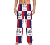 OKFSTY Iowa Herren-Schlafanzughose mit Staatsflagge, Polyesterhose für Herren, weich, lang, Lounge-Pyjama, Schlafhose mit Taschen, weiß, XL