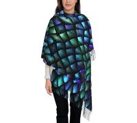 OKFSTY Kaschmir-Schal mit 3D-Drachen-Schuppen-Muster, Schal für Damen, Kaschmir-Halstuch, Winterschal, Herbst, klassisch, warm, Schwarz , Einheitsgröße