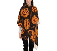 OKFSTY Kaschmir-Schal mit Halloween-Kürbis-Schal, Schal für Damen, Kaschmir-Halstuch, Winterschal, klassisch, warm, Schwarz , Einheitsgröße