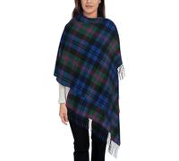 OKFSTY Kaschmir-Schal mit schottischem Schottenkaro, Schal für Damen, Kaschmir-Halstuch, Winterschal, klassisch, warm, Blau und Grün, Schwarz , Einheitsgröße