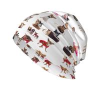 OKFSTY Niedliche Chihuahua-Mütze mit Mops-Motiv, bedruckt, Slouchy Beanie-Mütze für Damen und Herren, Unisex, weiche Strickmütze mit Bündchen, Winter, warm, Totenkopfmütze für Erwachsene, Schwarz