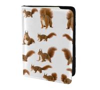 OKFSTY Reisepasshülle aus Rindsleder mit niedlichem Eichhörnchen-Druck, personalisierbar, 14 cm, Schwarz , Einheitsgröße