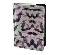 OKFSTY Reisepasshülle aus Rindsleder, Motiv: Halloween-Fledermäuse, bedruckt, 14 cm, Grau, Schwarz , Einheitsgröße