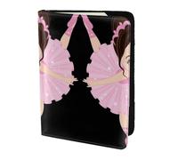 OKFSTY Reisepasshülle aus Rindsleder, Motiv: kleine Ballerina, Motiv: tanzende Mädchen, bedruckt, 14 cm, Schwarz , Einheitsgröße