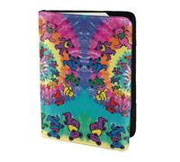 OKFSTY Reisepasshülle aus Rindsleder, Motiv: Tanzender Bär, bedruckt, personalisierbar, 14 cm, Schwarz , Einheitsgröße