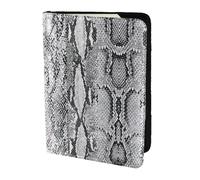 OKFSTY Reisepasshülle aus Rindsleder, Schlangenhaut-Motiv, Schwarz und Weiß, bedruckt, 14 cm, Schwarz , Einheitsgröße