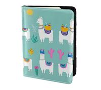 OKFSTY Reisepasshülle mit Alpaka-Lama-Druck, personalisierbar, bedrucktes Rindsleder, Reisepasshülle, 14 cm, Schwarz , Einheitsgröße