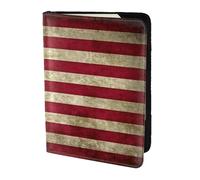 OKFSTY Reisepasshülle mit amerikanischer Flagge, personalisierbar, bedrucktes Rindsleder, Reisepasshülle, 14 cm, Schwarz , Einheitsgröße