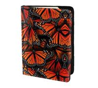 OKFSTY Reisepasshülle, Motiv: Monarch-Schmetterlinge, bedruckt, Rindsleder, 14 cm, Schwarz , Einheitsgröße