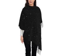 OKFSTY Schwarzer Glitzer-Schal aus Kaschmir, Schal für Damen, Kaschmir-Halstuch, Winterschal, klassisch, warm, Schwarz , Einheitsgröße