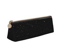 OKFSTY Schwarzes Glitzer-Etui mit klassischem Dreieck-Design, tragbares Leder-Federmäppchen mit großer Speicherkapazität, weiß, Einheitsgröße, Kosmetiktasche