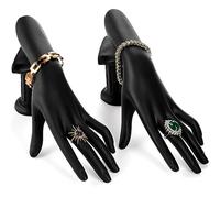 Okllen 2er Pack Weibliche Schaufensterpuppe Hand, Harz Hand Ring Display Stand Schmuck Organizer Armband Armreif Halter für Handkette, Fingerring, Handschuh, Schwarz, linke Hände