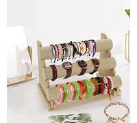 Okllen 3-stufiger Armbandhalter, Schmuck-Organizer, Armband Armreif Ausstellungsständer, Abnehmbarer Schmuckhalter für Uhr, Halskette, Ohrring, Haarband, Leinen
