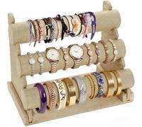 Okllen 3-stufiger Armbandhalter, Schmuck-Organizer, Armband Armreif Ausstellungsständer, Abnehmbarer Schmuckhalter für Uhr, Halskette, Ohrring, Haarband, Leinen