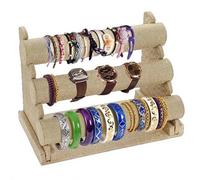Okllen 3-stufiger Armbandhalter, Schmuck-Organizer, Armband Armreif Ausstellungsständer, Abnehmbarer Schmuckhalter für Uhr, Halskette, Ohrring, Haarband, Leinen