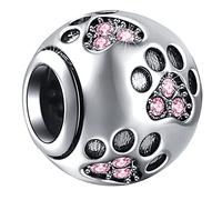 Oktober Geburtsstein Hund Pfote Druck Charms passen Pandora Valentinstag Armband, 925 Sterling Silber Dog Paw Print Perlen mit Geburt Stein, Geburtstag Geschenke für Frau/Baby Mädchen/Hochzeit