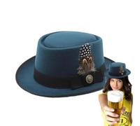 Oktoberfest Bayerischer Trachtenhut Mehrzweck Gefiedert Emblem Bowler Hut | Deutsches bayerisches Oktoberfest Kostüm für Erwachsene Volksfeste Partys