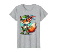 Oktoberfest Fuchs lustig deutsche bayerische Lederhose Fuchsliebhaber T-Shirt, Damen, Grau Meliert, XL