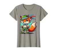 Oktoberfest Fuchs lustig deutsche bayerische Lederhose Fuchsliebhaber T-Shirt, Damen, Schiefergrau, XS