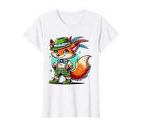 Oktoberfest Fuchs lustig deutsche bayerische Lederhose Fuchsliebhaber T-Shirt, Damen, Weiß, S