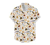 Oktoberfest Hemd Herren Kurzarm, Hawaii Hemd Männer Lustig mit Bier Aufdruck Hawaii Festival 90er 80er Jahre Outfit Große Größen, Trachtenhemd Regular Fit Hemden Bequem Kurzarmhemd für Fest, Alltag