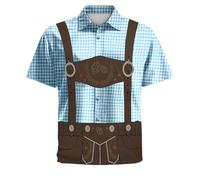 Oktoberfest Hemd Herren Kurzarm, Hawaii Hemd Männer Lustig mit Bier Bedruckt Modernes Trachtenhemd, Hawaii 90er 80er Jahre Festival Outfit Mottoparty Hemden Lose Sommerhemden für Wandern, Picknick