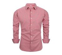 Oktoberfest Hemd Herren Langarm Slim Fit, Trachtenhemd Herren Kariert, Sommer Trachten Hemden Funky Karohemd Bayrisches Herrenhemden Mit Button-Down Herrenhemd Langarm Für Bayrisches Fest, Bierfest