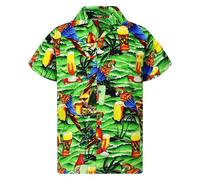 Oktoberfest Herren Hemd, Hawaii Hemd Männer Kurzarm Lustig mit Bier Aufdruck V-Ausschnitt Modernes Trachtenhemd Hawaii 90er 80er Jahre Festival Outfit Mottoparty Hemden Lose Polohemd Party Hawaiihemd