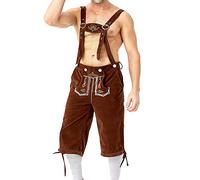 Oktoberfest Herren Hose, Trachtenhose Herren Stoff mit Hosenträger, Latzhose Sommer Lederhose Classic Trachtenlederhosen Jumpsuit Lustig Bib Shorts Trachten Lederhosen mit Stickerei für Party