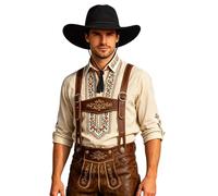 Oktoberfest Herren Hut, Western-Cowboyhut mit Krempe und geschwungenem Quastenbesatz für mehr Stil