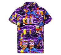 Oktoberfest Herren Outfit, Hawaii Hemd Männer Lustig Kurzarm mit Bier Print Trachtenhemd Modern Fit, Festival 90er 80er Jahre Hawaii Outfit Große Größen Hemden Retro Hemden Party Hawaiihemd