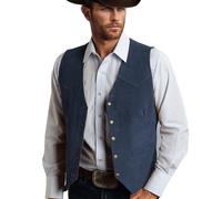 Oktoberfest Herren Outfit, Herren Trachtenwesten Ärmellose Stehkragen Trachtenweste Trachtenjacke Elegant Vintage Trachten Gilet Weste Anzugweste V-Ausschnitt Slim Fit Trachtengilet,Marine,XL