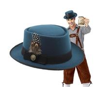 Oktoberfest Hut Kostüm Mehrzweck Feathered Emblem Bowler Hut | Traditioneller deutscher bayerischer Hut für Oktoberfest, Volksfeste, Bierfeste, deutsche Feiern, bayerische Tracht, Thema