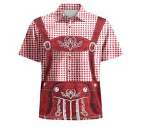 Oktoberfest Outfit Herren, Hawaii Hemd Männer Lustig Kurzarm mit Bier Bedruckt Modernes Trachtenhemd Hawaii 90er 80er Jahre Festival Outfit Mottoparty Hemden Lose Kurzarmhemden Party Hawaiihemd