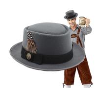 Oktoberfest Outfits Hut Mehrzweck Federn Embleme Alpine Trachten Hut | Traditioneller deutscher bayerischer Hut für Oktoberfest, Volksfeste, Bierfeste, deutsche Feiern, bayerische Tracht, T