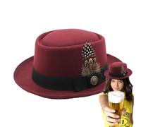 Oktoberfest Outfits Hut Mehrzweck Federn Embleme Alpine Trachten Hut | Traditioneller deutscher bayerischer Hut für Erwachsene Volksfeste Partys