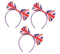 OKUMEYR 3 Stück Große Haarreifen mit Schleife Union Jack Flaggen Stirnband Leichtes Formstabiles Haar Accessoire für Fußballfans und Festival