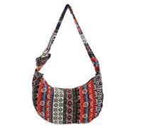 OKUMEYR Große Hippie Hobo Schultertasche für Frauen aus Canvas mit Reißverschluss Geräumig im Klassischen Paisley Design für Alltag und Ausgehen