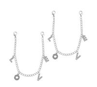 OKUMEYR Metall Schuhkette mit Strass Love Anhänger Abnehmbarer Schuhschmuck für Damen Mädchen Schmuck für Sandalen Stiefel und Sneaker