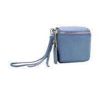 OKUMEYR Tragbare Kleiner Ledertasche Lippenstifttasche für Damen mit Reißverschluss Blau Kosmetiktasche für Alltag und Reisen