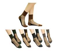 Okwin 10 Paar Söckchen Damen Ultradünne Transparente Kristall Socken Elastische Kurze Socken Baumwollsohle Socken Schwarz