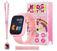 OKYUK 4G Kinder smartwatch, smartwatch Kinder mit GPS und Telefon,Armbanduhr Kinder Junge mädchen,mit Video Phone Call, Nachrichten, Schulmodus, SOS-Funktion, Kamera und Schrittzähler (Rosa)
