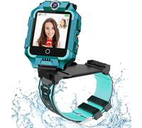 OKYUK 4G Kinder-Smartwatch, Smartwatch-Telefon mit 360° drehbar, GPS-Tracker, Anruf-SOS-Kamera WiFi, 3-12 Jahre alte Jungen-Mädchen-Geburtstagsgeschenk (T10 Cyan)