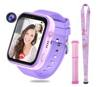 OKYUK 4G Smartwatch für Kinder, GPS-Tracker, mehrere Desktop-Stile zur Auswahl, Zwei-Wege-Anrufe, Bildkompetenz, SOS, WLAN, wasserdichter Touchscreen für 4-12 Jungen und Mädchen (T45 Lila)